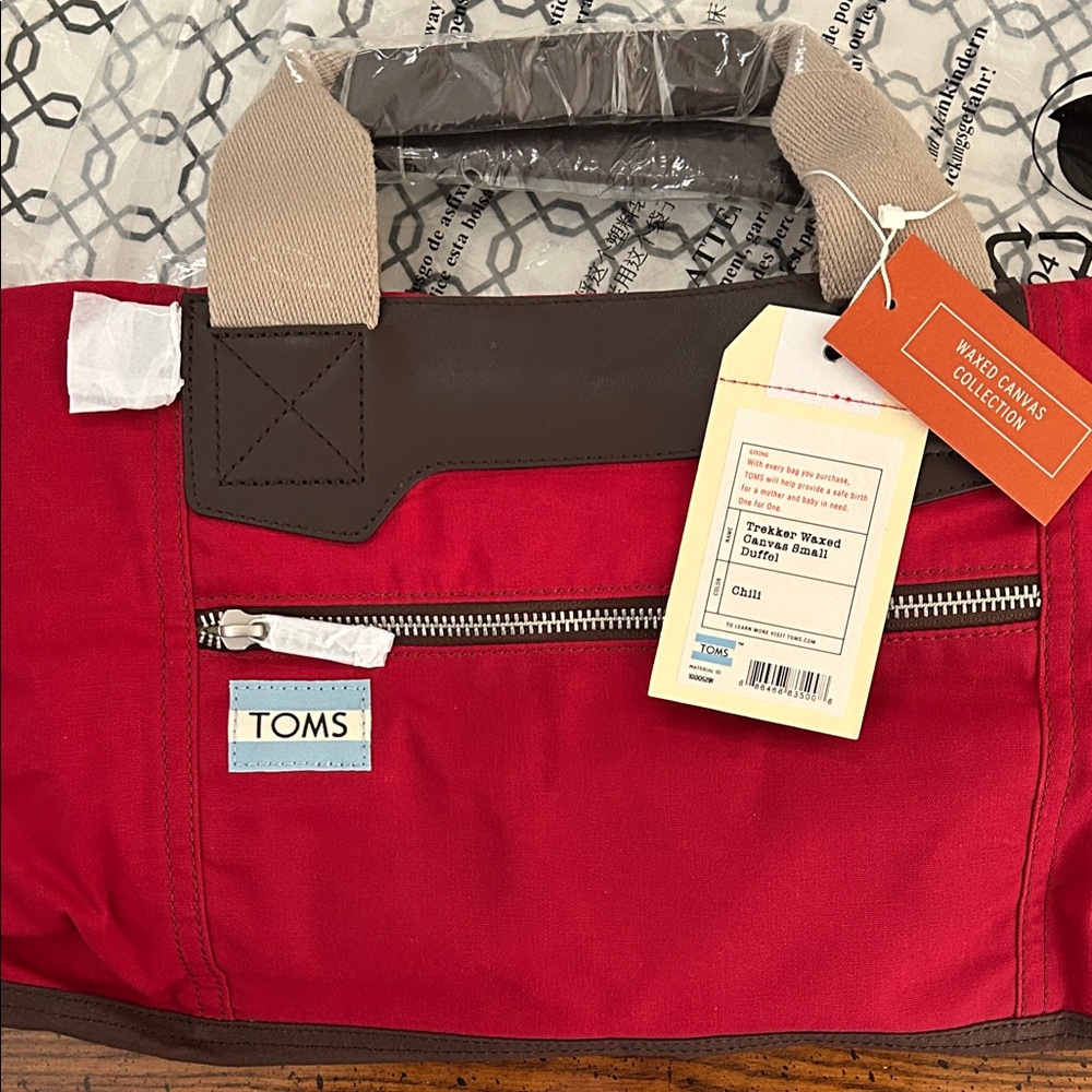 TOMS Cherry Red Tote with Silver Zipper